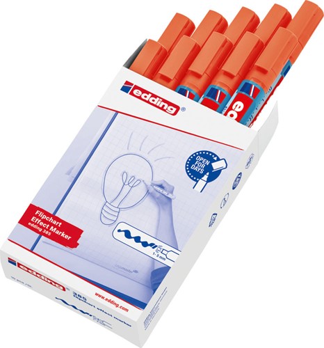 Viltstift edding 385 flipover penseelpunt oranje-3