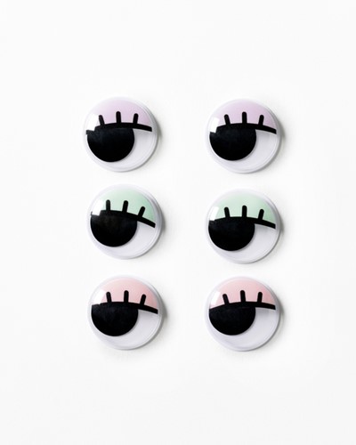 Wiebelogen Folia met wimpers 30mm set à 6 stuks assorti-2