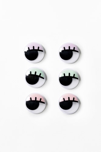 Wiebelogen Folia met wimpers 30mm set à 6 stuks assorti-2