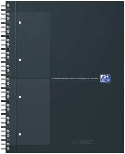 Spiraalblok Oxford International Notebook A4+ ruit 5X5mm 160pag zwart