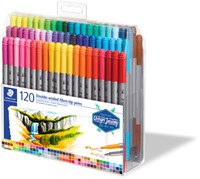 Kleurstift Staedtler 3200 dubbele punt fijn en ultrafijn assorti 120st-2