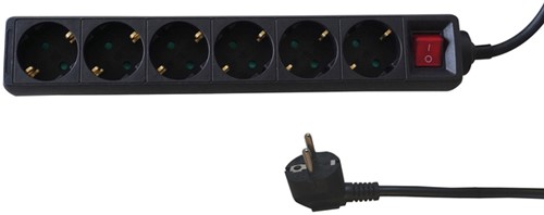 Stekkerdoos BRASQ 6 voudig 5 meter zwart