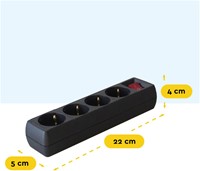 Stekkerdoos BRASQ 4 voudig 5 meter zwart-2