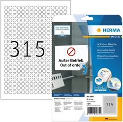 Etiket HERMA 4385 rond 10mm wit 7875 etiketten