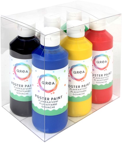 Plakkaatverf Qrea set à 6 standaard kleuren 250ml-3