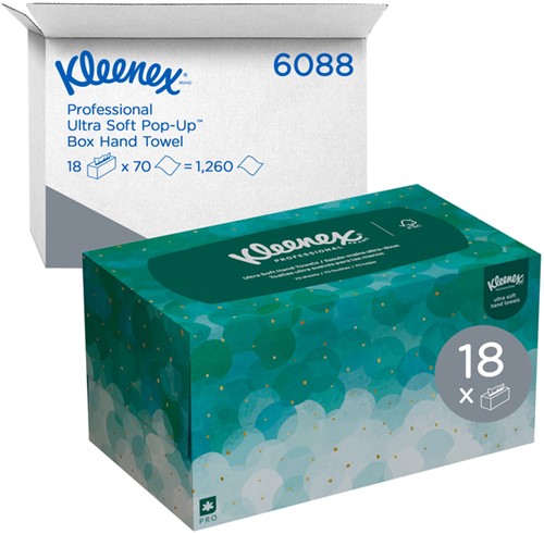 Handdoek Kleenex Ultra Pop-up Box 1-laags 226x254mm 70 vel wit 6088-2