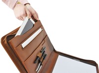 Schrijfmap DESQ A4 kunstleder met rits bruin-2