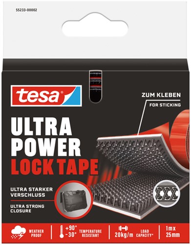 Klittenband tesa Ultra Power Lock Tape 100cmx25mm zwart