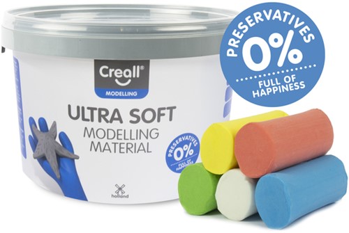 Klei Creall Play-it Ultra Soft helder rood/blauw/groen/geel/wit 1100gr-2