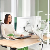 Monitorarm Leitz Ergo ruimtebesparend dubbel grijs-6