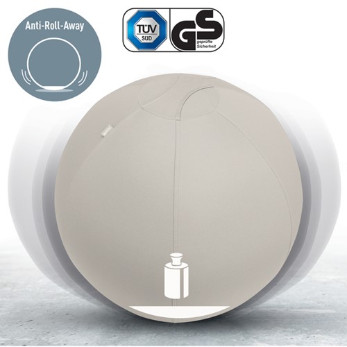 Actieve zitbal Leitz Ergo 65cm anti-rol lichtgrijs-3