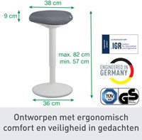 Actieve zit-sta kruk Leitz Ergo met gasveer 57-82 cm-3