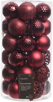 Kerstballen Decoris assorti ossenbloed-rood koker à 37 stuks