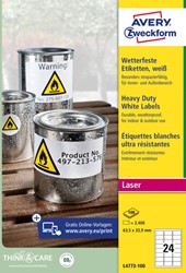 Etiket Avery Zweckform L4773-100 63.5x33.9 2400 etiketten