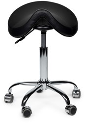 Zadelkruk Office Premium laag zonder voetring harde wielen zw