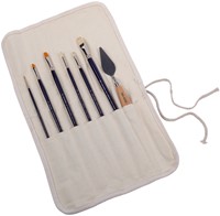 Olie en Acryl penselenset Talens Van Gogh etui met 6 penselen en schildersmes wit-2