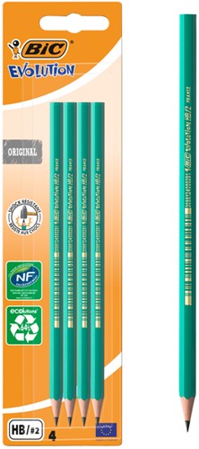 Potlood Bic Evolution ecolutions original zeshoekig HB 4 stuks