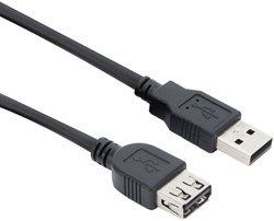 Kabel ACT USB 2.0 A male - USB A female zwart 0.5 meter