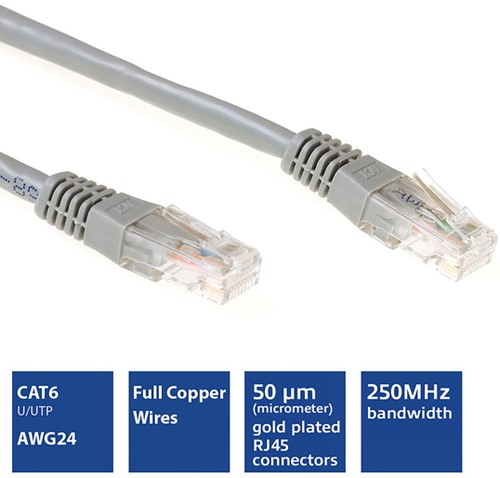Kabel ACT U/UTP CAT6 patchkabel RJ45 Grijs 15 meter-3