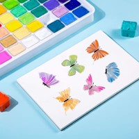 Gouache HIMI 56 kleuren 30gr inclusief neon en matellic opbergbox wit-3