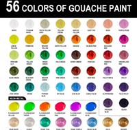 Gouache HIMI 56 kleuren 30gr inclusief neon en matellic opbergbox wit-4