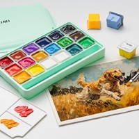 Gouache HIMI 18 kleuren 30gr opbergbox groen-1