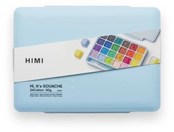 Gouache HIMI 24 kleuren 30gr opbergbox ice blue