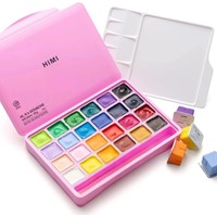 Gouache HIMI 24 kleuren 30gr opbergbox roze-3