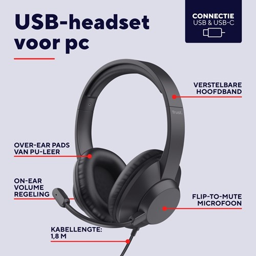 Hoofdtelefoon Trust Ayda Max USB-3