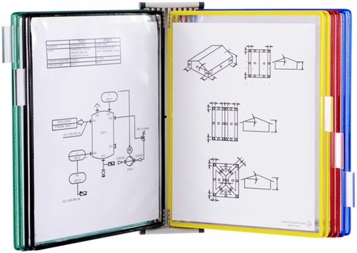 Zichtpanelensysteem wand Tarifold magnetisch A4 met 10-tassen assorti-2