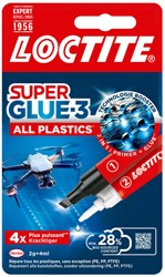 Secondenlijm Loctite All Plastic 2gram + 4 ml