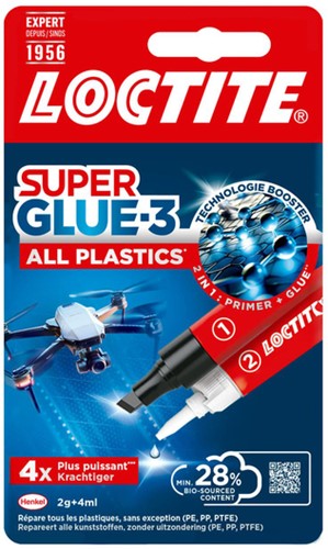 Secondenlijm Loctite All Plastic 2-componentenlijm 2gr + 4ml