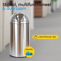 Afvalbak BRASQ Push Bin PB230+ 30 liter rvs-4