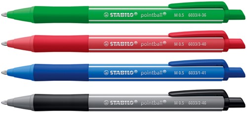 Balpen STABILO pointball colorful medium assorti blister à 4 stuks-2