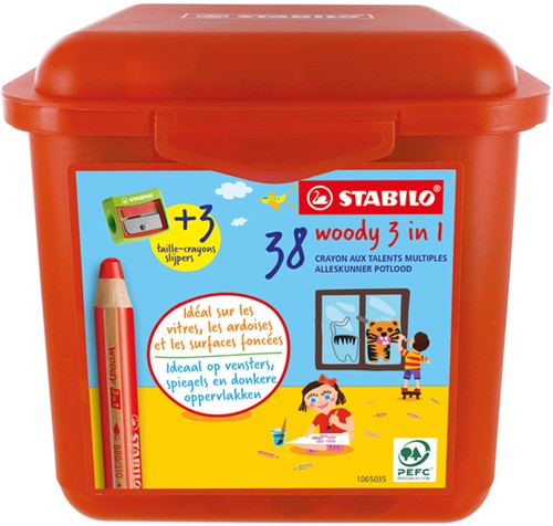 Kleurpotloden STABILO 882 woody 3 in 1 incl 2 slijpers classpack 48st-2