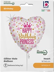 Folieballon Birthday prinses 45cm