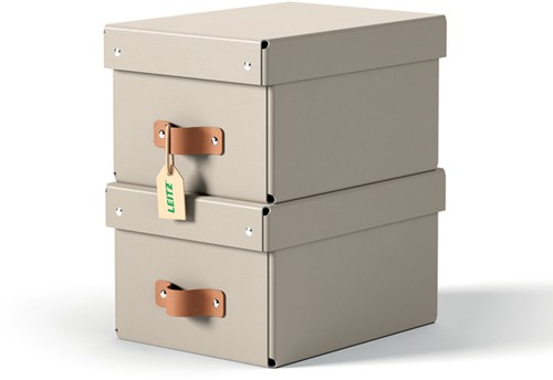Opbergdoos Leitz Puro deksel 7 liter set van 2 beige