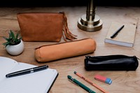 Pennenetui Oxford 22x6cm leer rond naturel-1