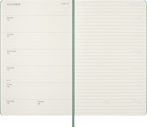 Agenda 2027 Moleskine 12M Planner Weekly 7dagen/1pagina large hc sage green-3