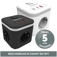 Stekkerblok Fellowes Power Cube F 3 voudig 1xUSB A 2xUSB C 2 meter zwart-3