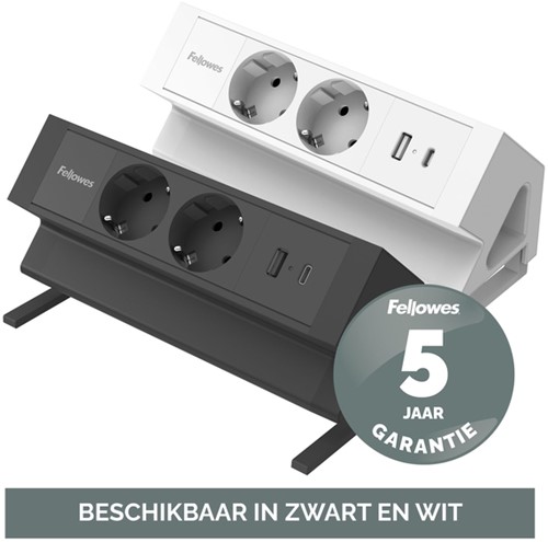 Stekkerdoos Fellowes Power Desk F 2 voudig incl USB A en C 2 meter zwart-3