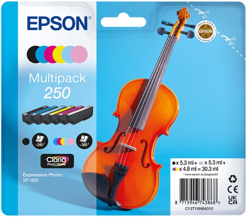 Inktcartridge Epson 250 T16N84 zwart + 5 kleuren
