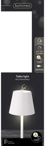 Tafellamp Lumineo led oplaadbaar steady buiten wit-2