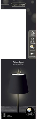 Tafellamp Lumineo led oplaadbaar steady buiten zwart-3