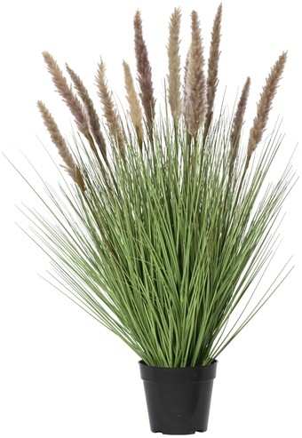 Kunstgras Everlands met pluimen bruin 80cm in pot pvc
