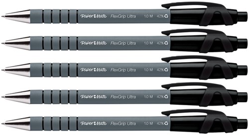 Balpen Paper Mate Flexgrip Ultra medium zwart blister à 5 stuks-2