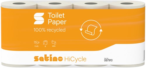 Toiletpapier Satino MT1 HiCycle 2-laags 8x400 vel wit 067910-2
