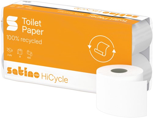 Toiletpapier Satino MT1 HiCycle 2-laags 8x400 vel wit 067800