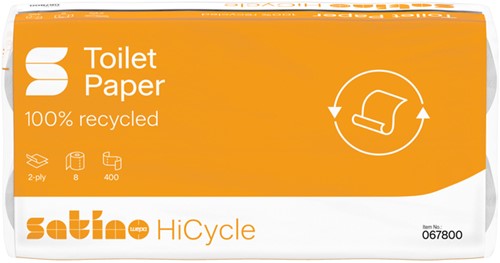 Toiletpapier Satino MT1 HiCycle 2-laags 8x400 vel wit 067800-2