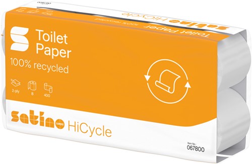 Toiletpapier Satino MT1 HiCycle 2-laags 8x400 vel wit 067800-3